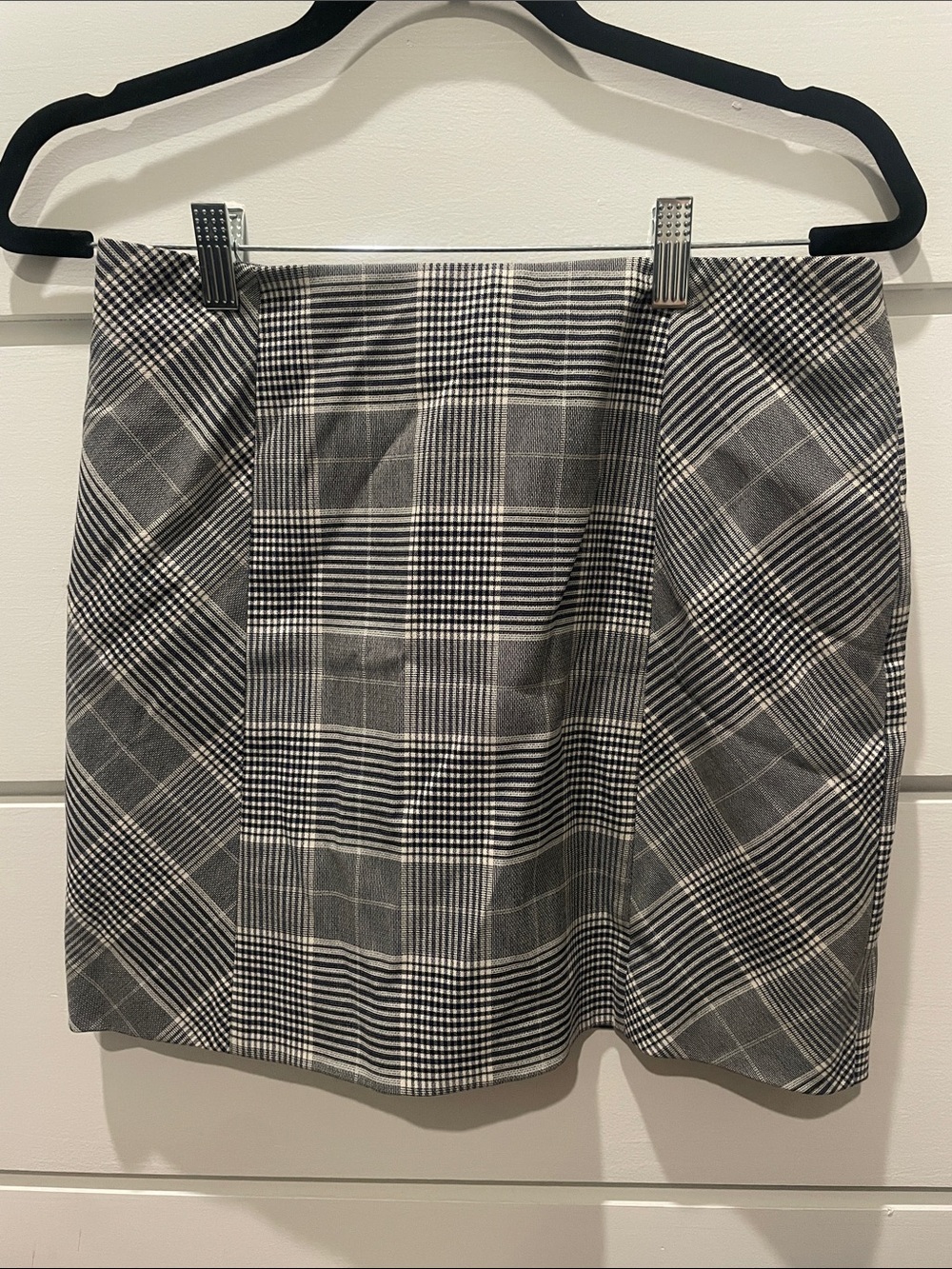 H&M Gray and Black Plaid Mini Skirt